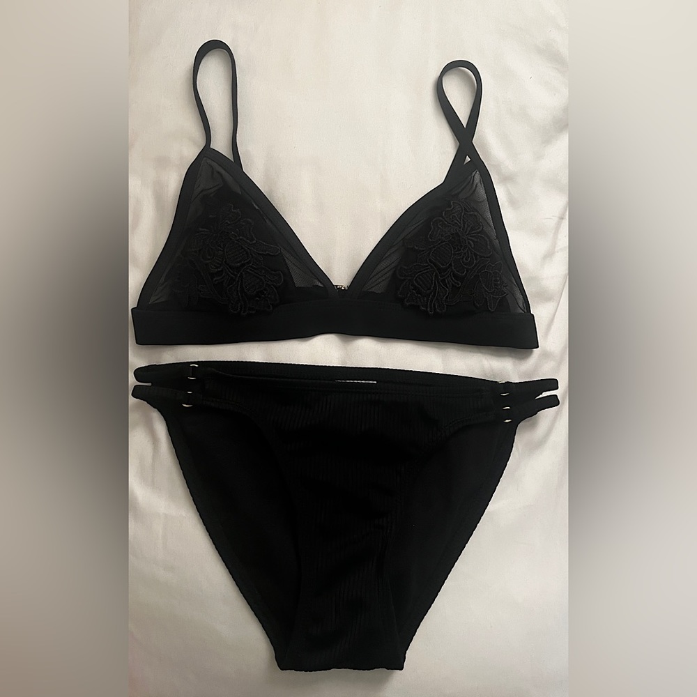 Black Lace Flower Bikini